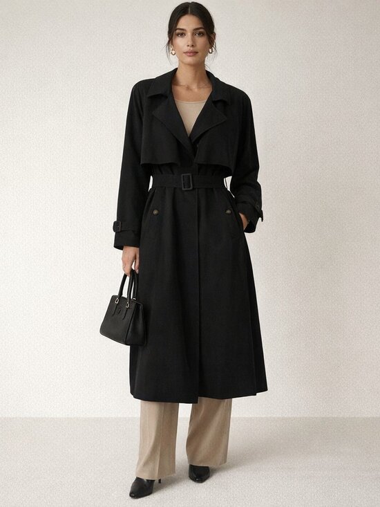 Source Unknown Jackets & Blazers - Trench Coat Black Lined Size 10P